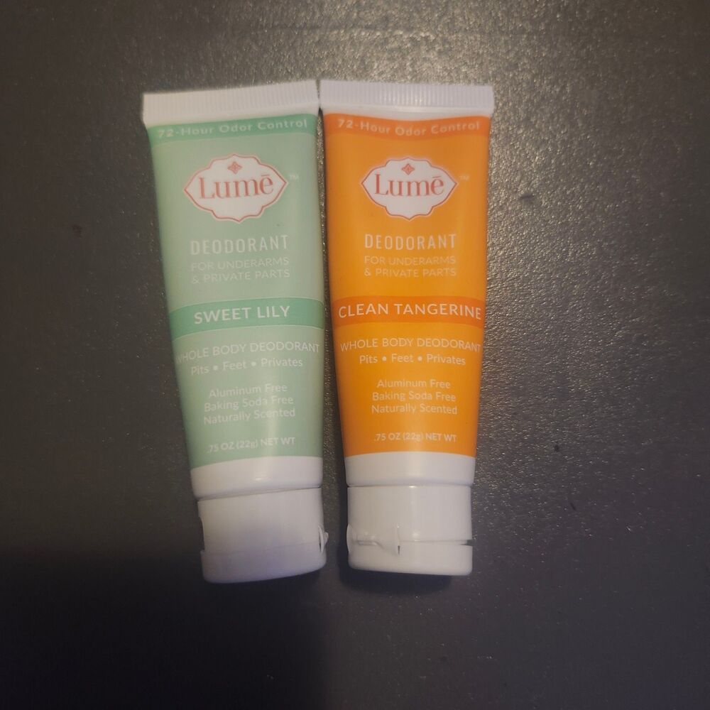 Lume Clean Tangerine &  Sweet Lily Whole Body Deodorant .75oz Travel Mini Sealed